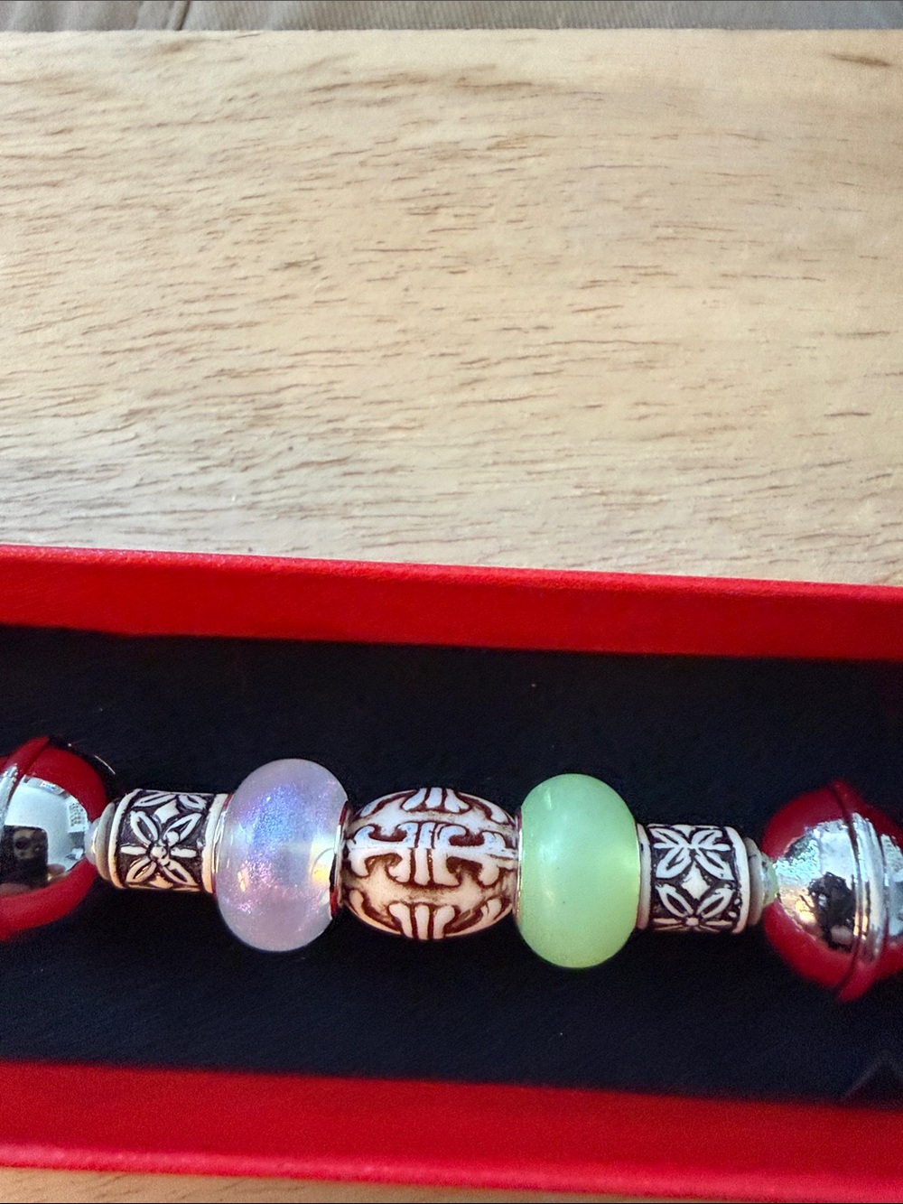 Beaded Handle Bottle Opener in Silver, Red, Green, Cream - Picture 3 of 5
